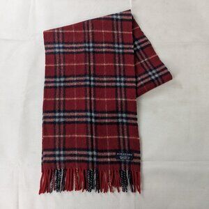 Burberry London 100% Lambswool Classic Nova Check Red Scarf Made In England